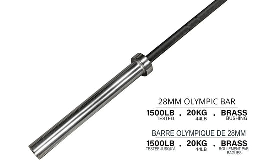 Pro Black Oxide Olympic Barbell – 86.5″ | 28mm | 44LB | 1500LB Rated